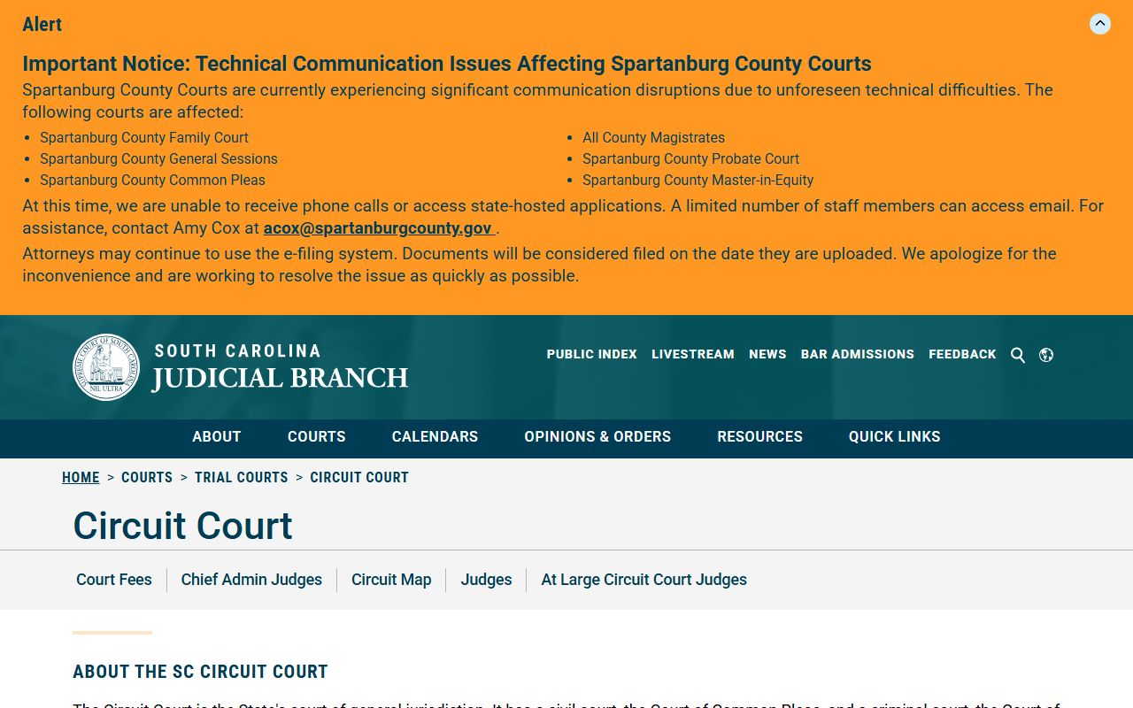 Florence County court dockets Circuit Court overview
