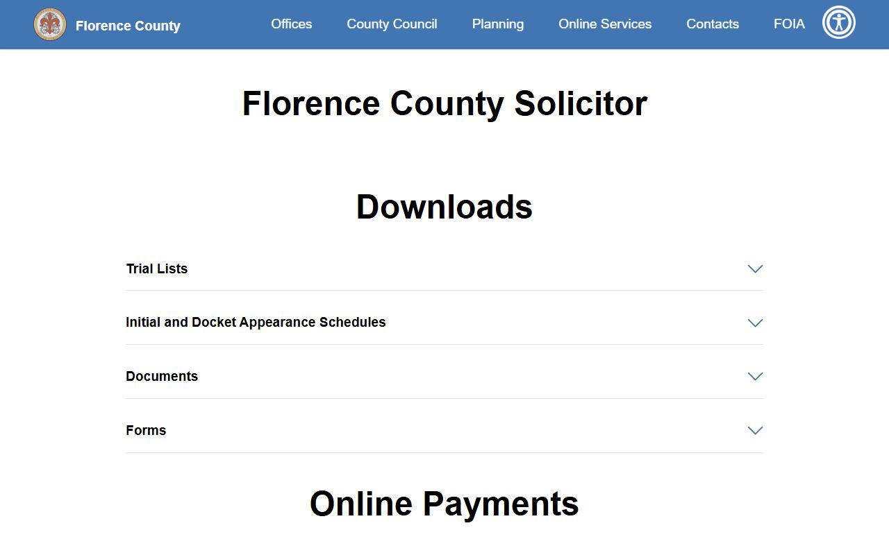 Florence County court dockets Solicitor page