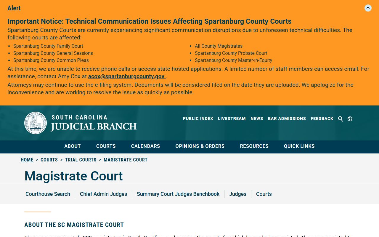 Florence County court dockets Magistrate Court overview