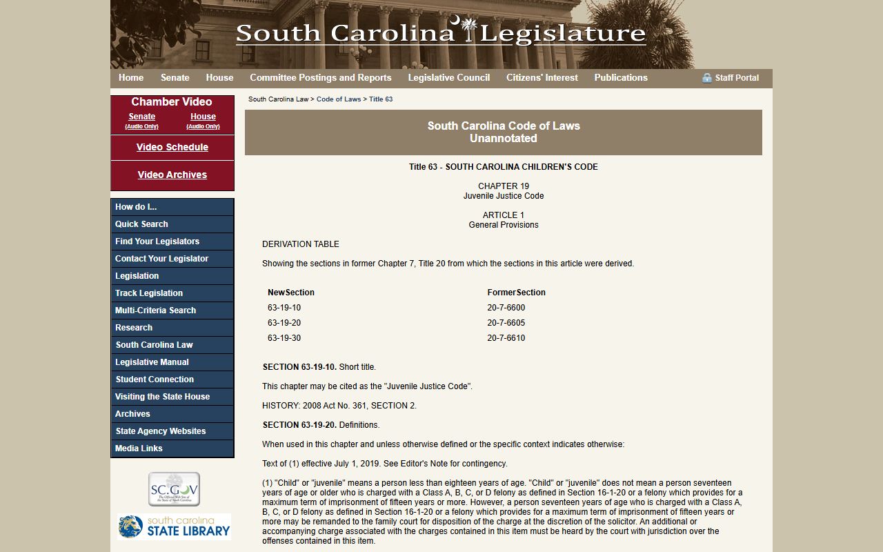 Florence County criminal court records juvenile confidentiality statute