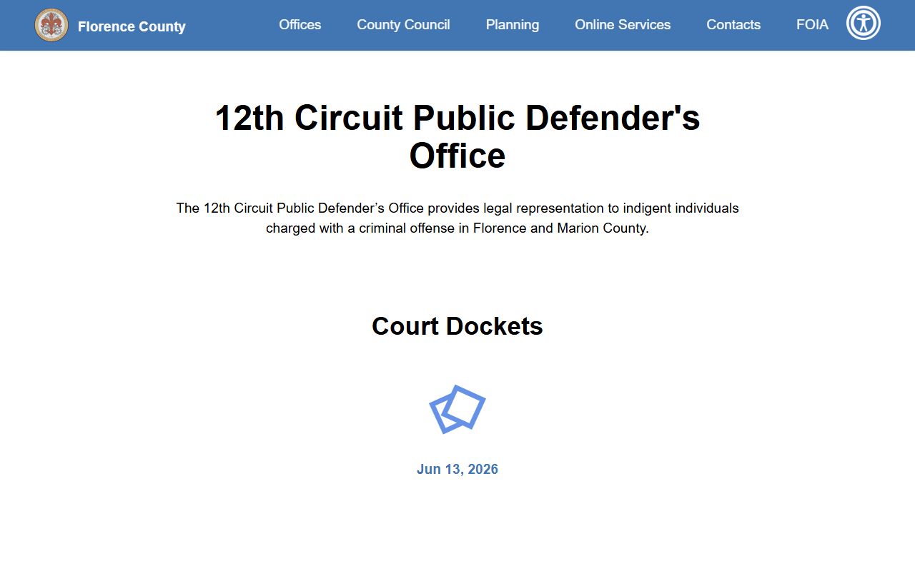 Florence County criminal court records public defender source