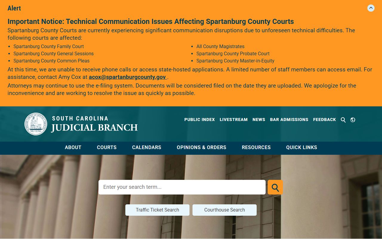 Florence County Court records South Carolina Judicial Branch homepage