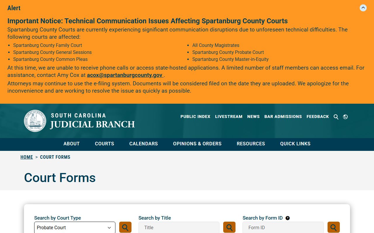 Florence County probate records South Carolina Probate Court forms search