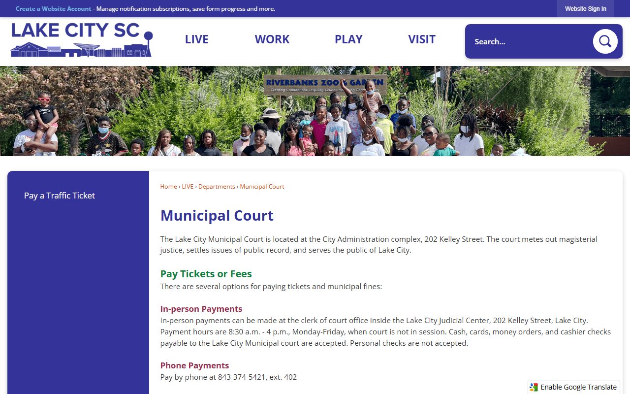 Florence County traffic court records Lake City Municipal Court