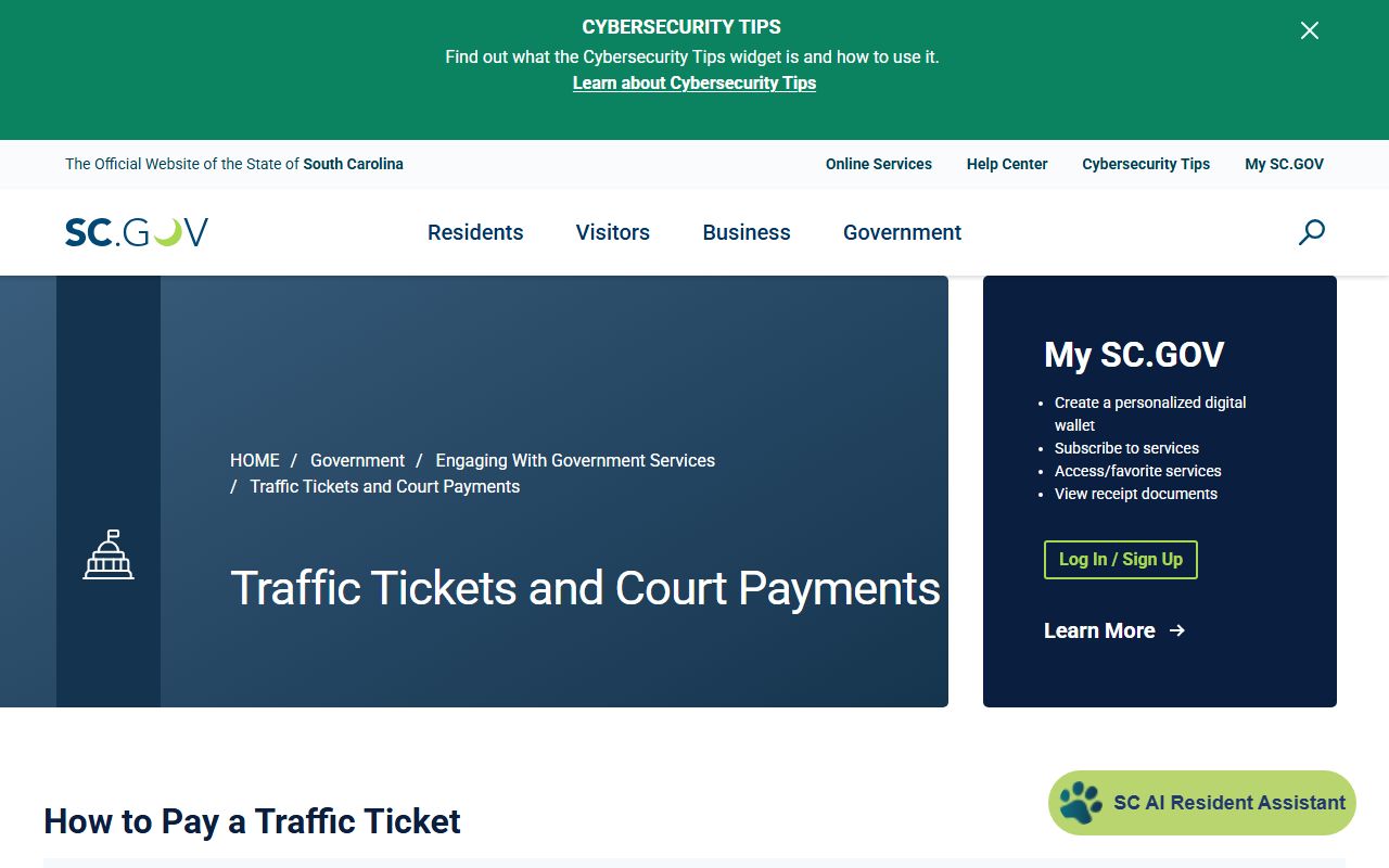 Florence County traffic court records South Carolina payment search