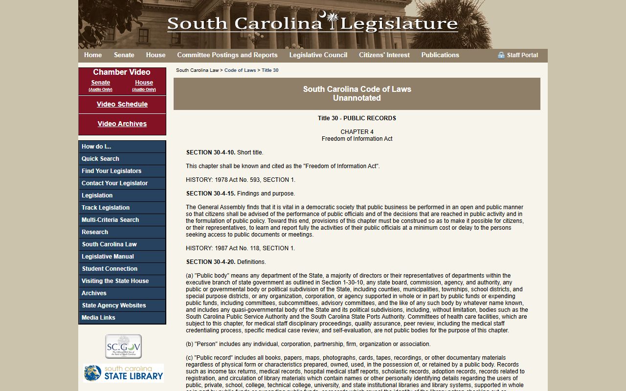Florence County warrant search South Carolina Freedom of Information Act